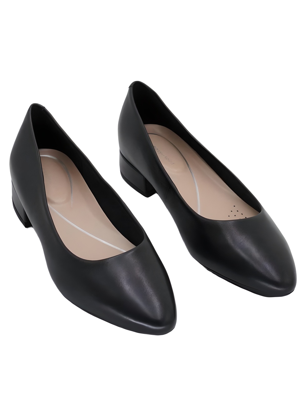 Easy Spirit Caldise Black Leather Pointed Toe Block Heel Pumps Size 8M